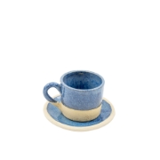 Handcrafted Stoneware Ceramic Coffee Cup with Saucer