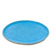 Handcrafted Ceramic Reactive Glaze Stoneware Plate Cyan with Blue Splash